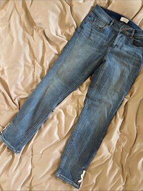 LOFT Blue Ankle Jeans with Side Rope Lace Up Detail